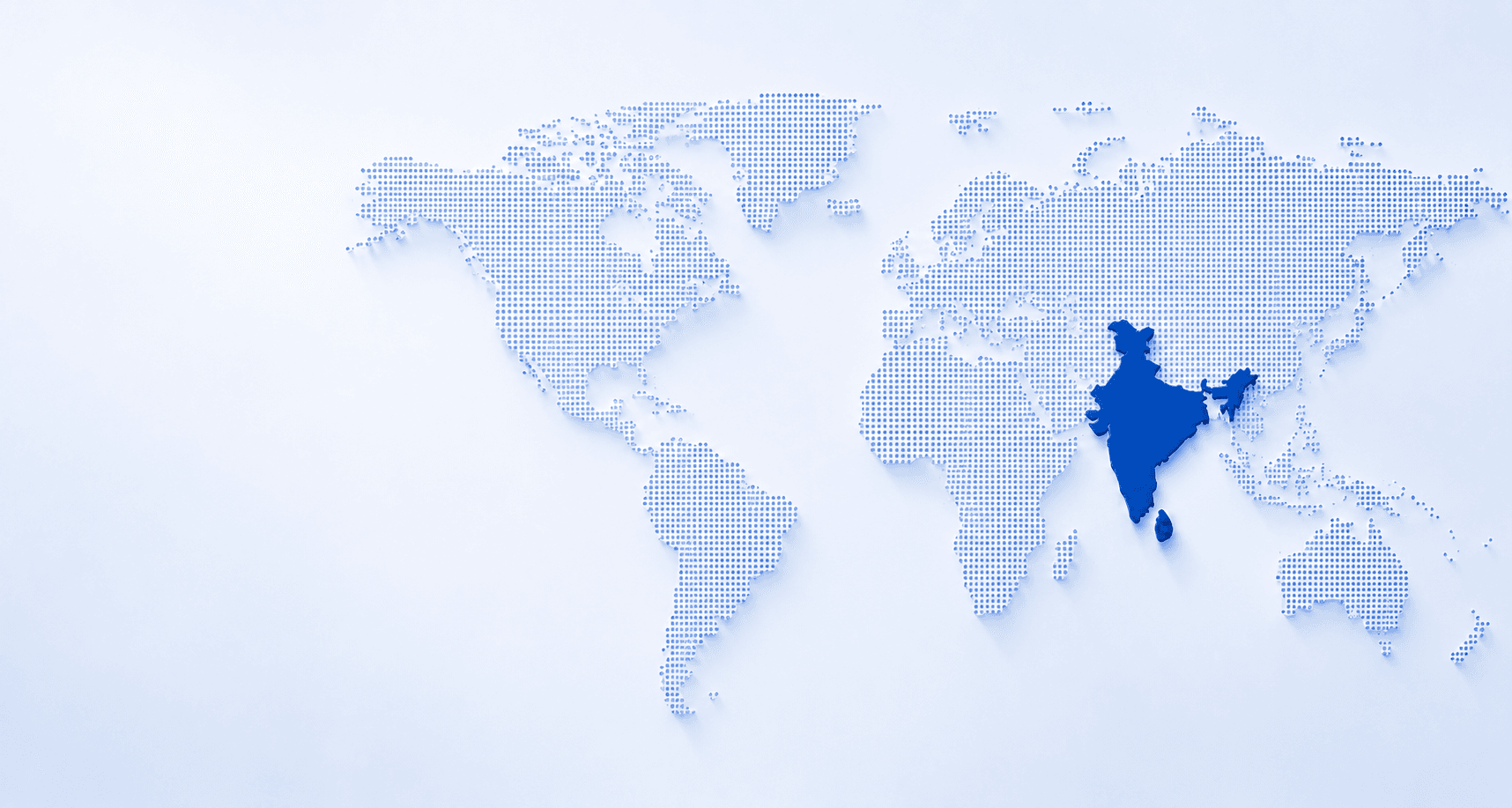 Dotted world map with India highlighted as the ERANANCE operations hub